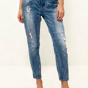 Kardashian Kollection Blue Distressed Boyfriend Jeans
